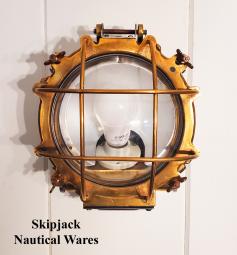 Vintage Cast brass Marine Four-Bar Bulkhead or Ceiling Light
